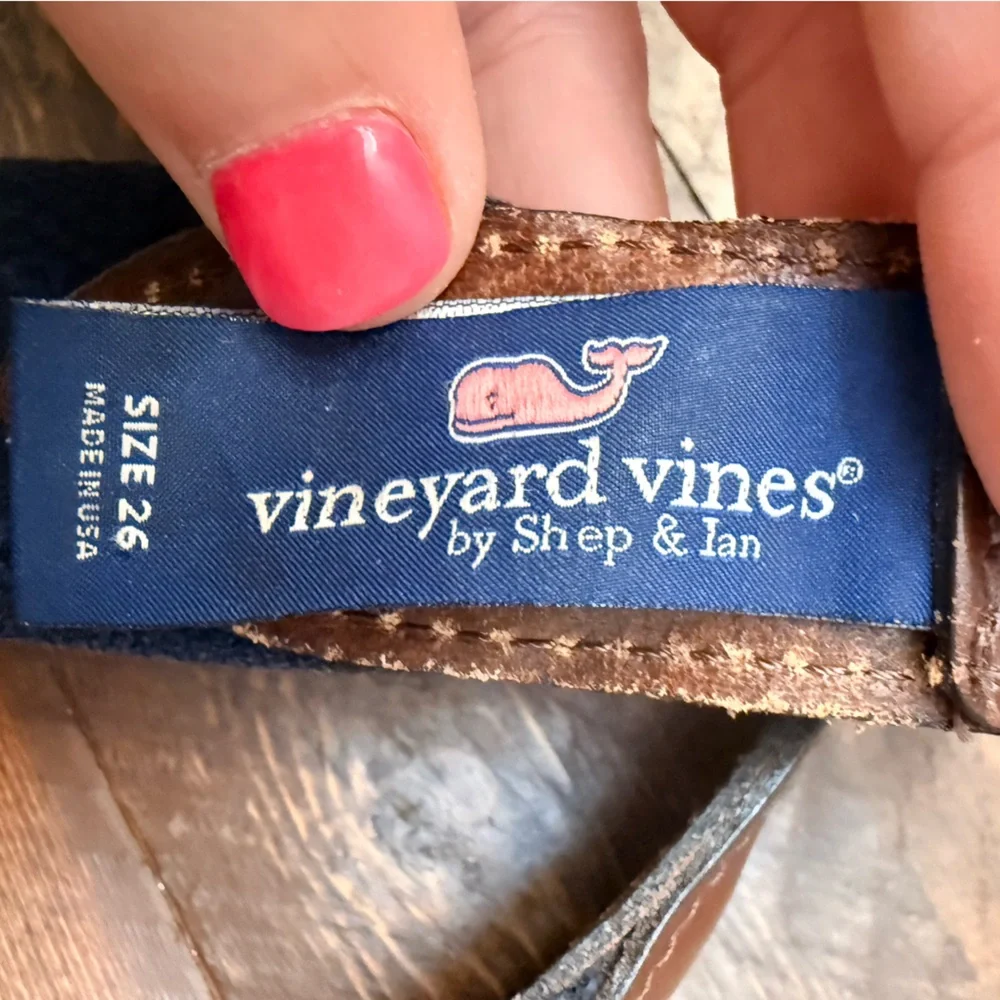 BOYS VINEYARD VINES MULTI COLOR Letter E COTTON/LEATHER BELT SIZE 26